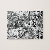 Stomme, leuke, zwarte & witte tekenpuzzel legpuzzel (Horizontaal)