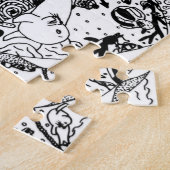 Stomme, leuke, zwarte & witte tekenpuzzel legpuzzel (Zijkant)