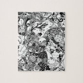 Stomme, leuke, zwarte & witte tekenpuzzel legpuzzel (Verticaal)