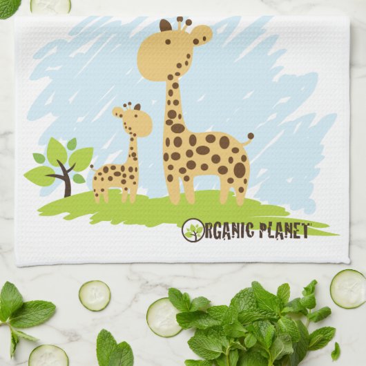Stomme mam & Baby Giraffe Groene en Gele handdoek (Gevouwen)