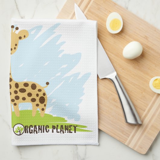 Stomme mam & Baby Giraffe Groene en Gele handdoek (Quarter Fold)