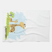 Stomme mam & Baby Giraffe Groene en Gele handdoek (Horizontaal)