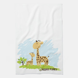 Stomme mam & Baby Giraffe Groene en Gele handdoek