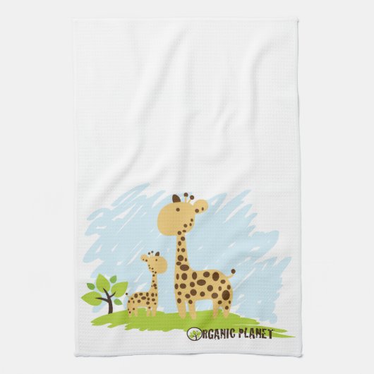 Stomme mam & Baby Giraffe Groene en Gele handdoek (Verticaal)