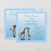 Stomme mam en Baby Giraffe blauw Baby shower Kaart (Voorkant / Achterkant)