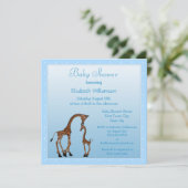 Stomme mam en Baby Giraffe blauw Baby shower Kaart (Staand voorkant)