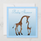Stomme mam en Baby Giraffe blauw Baby shower Kaart (Achterkant)