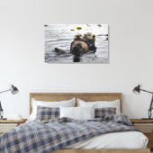 Stomme mama en Pup Zeeen otters Canvas Afdruk (Insitu (Slaapkamer))