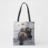 Stomme mama en Pup Zeeen otters Tote Bag (Voorkant)