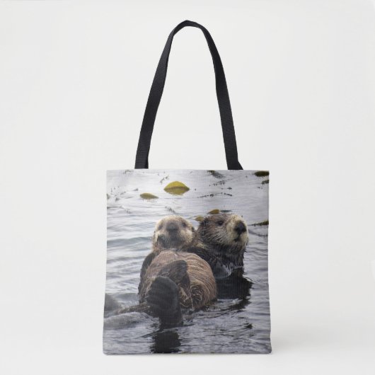 Stomme mama en Pup Zeeen otters Tote Bag (Voorkant)