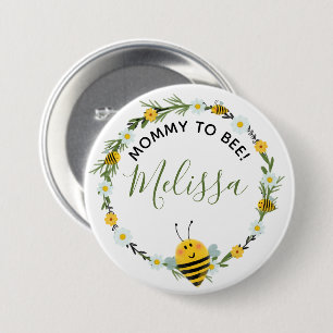 Stomme mama om Daisies Wreatbee Baby shower te wor Ronde Button 7,6 Cm