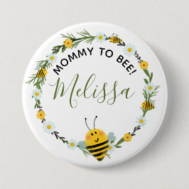 Stomme mama om Daisies Wreatbee Baby shower te wor Ronde Button 7,6 Cm