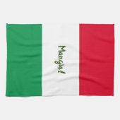 Stomme Mangia! Rode witte en groene Italiaanse vla Theedoek (Horizontaal)