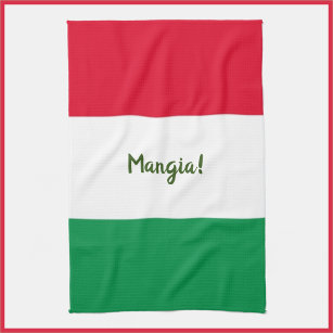 Stomme Mangia! Rode witte en groene Italiaanse vla Theedoek
