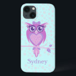 Stomme meisjes paars- en aqua ipad-draagtas iPhone 13 hoesje<br><div class="desc">Bescherm uw toetsenbord met dit grafische hoesje met beschermlaag. Aanpassen met de naam van uw keuze. Momenteel leest Sydney. Uniform ontworpen grafische uil van Sarah Trett.</div>