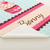 Stomme mint roze koekje met bedrukte douanenaam sherpa deken (3/4)