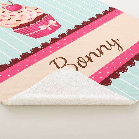 Stomme mint roze koekje met bedrukte douanenaam sherpa deken (3/4)