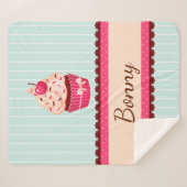 Stomme mint roze koekje met bedrukte douanenaam sherpa deken (Voorkant (horizontaal))