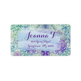 Stomme modderbloemen op een bijtend hout etiket