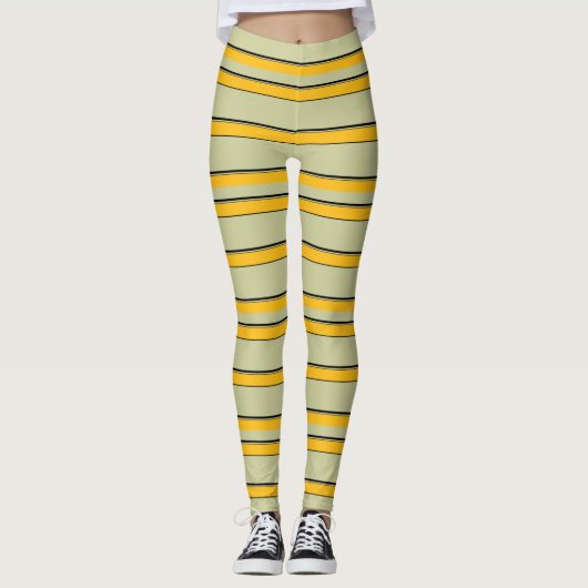 Stomme moderne gele strepen leggings (Voorkant)