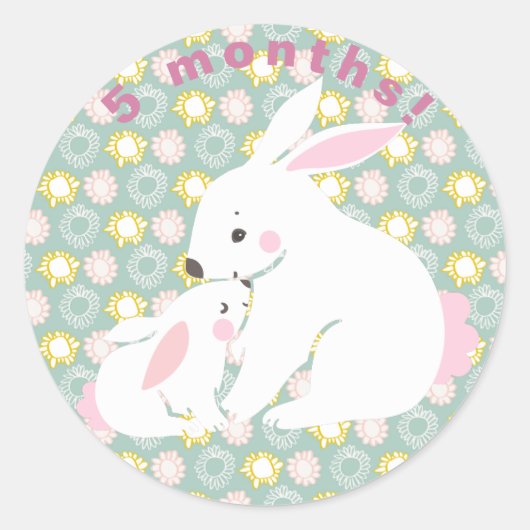 Stomme moeder en baby bunny Milestone Stickers (Voorkant)