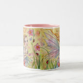 Stomme moeder en Baby Fairy Whimsical Fantasy Art Tweekleurige Koffiemok (Center)