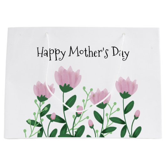 Stomme moederdag Roze Floral Groot Cadeauzakje (Voorkant)