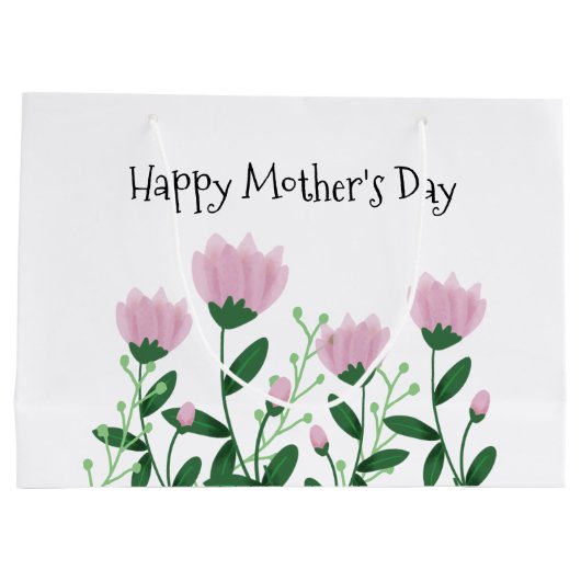 Stomme moederdag Roze Floral Groot Cadeauzakje (Achterkant)