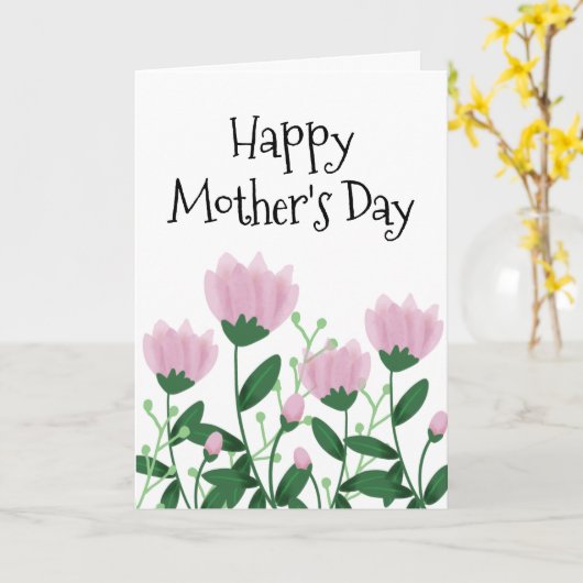 Stomme moederdag Roze Floral Kaart (Gele Bloem)