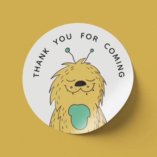 Stomme monster. Jongen verjaardag bedankt voor je Ronde Sticker