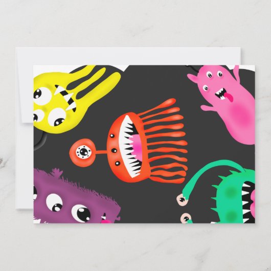 Stomme monsters illustratie 1e verjaardag foto kaart (Achterkant)