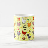 Stomme naadloze kippen patrooncartoon koffiemok (Center)