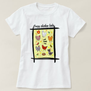 Stomme naadloze kippen patrooncartoon t-shirt