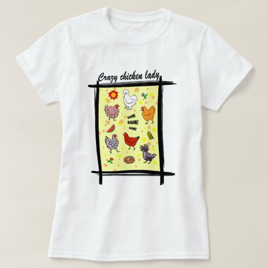 Stomme naadloze kippen patrooncartoon t-shirt (Design voorkant)