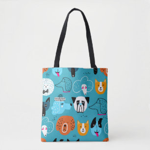 Stomme naadloze patronen met grappige honden op ee tote bag