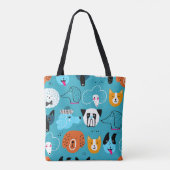 Stomme naadloze patronen met grappige honden op ee tote bag (Achterkant)