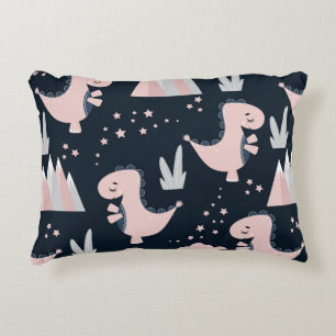 Stomme naadloze patronen met roze dinosaurussen op accent kussen