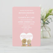 Stomme noten over elkaar roze Verloving Kaart (Staand voorkant)