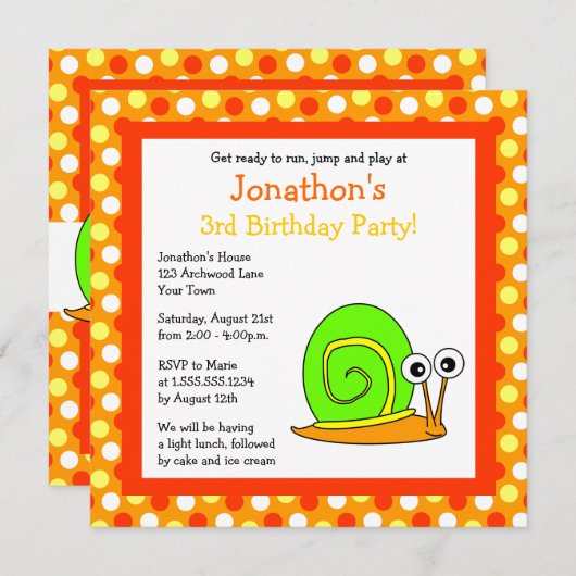 Stomme Oranje en groene slak Kaart (Voorkant / Achterkant)