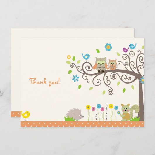 Stomme Oranje oraal Baby shower Neutraal Bedankkaart (Voorkant / Achterkant)