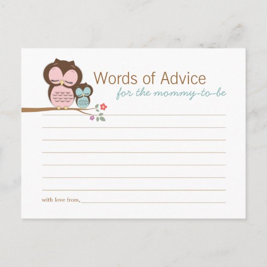 Stomme Owl & Mama Woorden van Advice mama Kaarten (Achterkant)