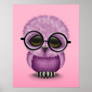 Stomme Paarse kieuwen van Baby op roze Poster
