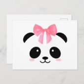 Stomme panda met roze lint briefkaart (Voorkant / Achterkant)