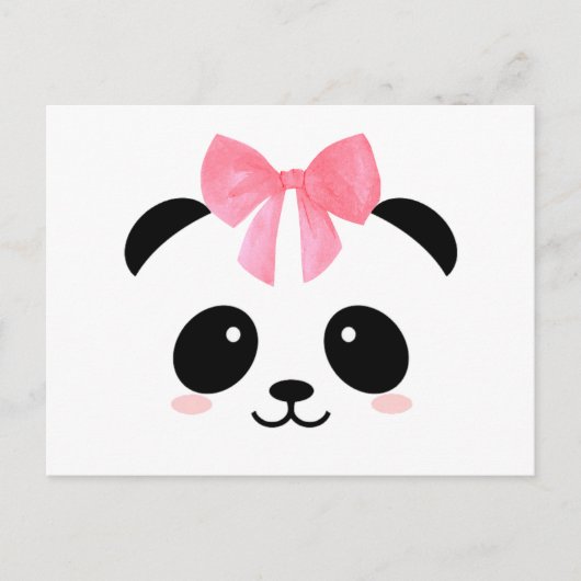 Stomme panda met roze lint briefkaart (Voorkant)