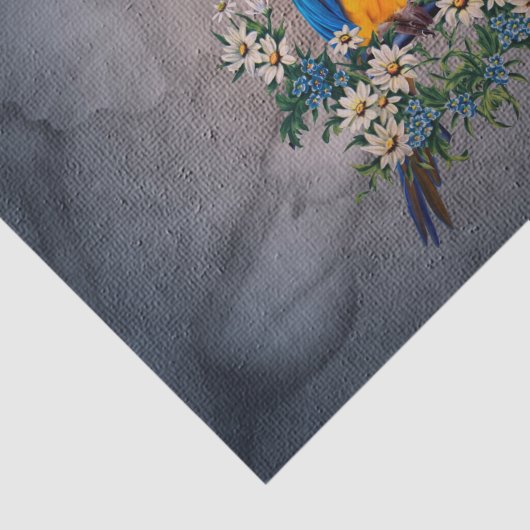 Stomme papegaai met bloemen tissuepapier (Detail)