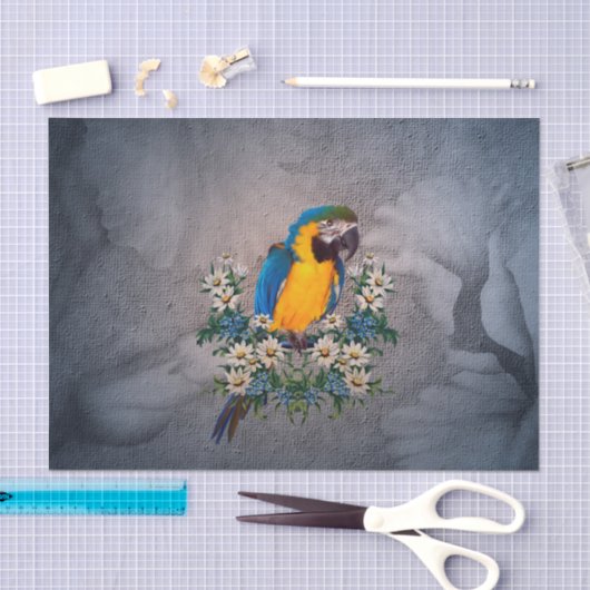 Stomme papegaai met bloemen tissuepapier (Craft)