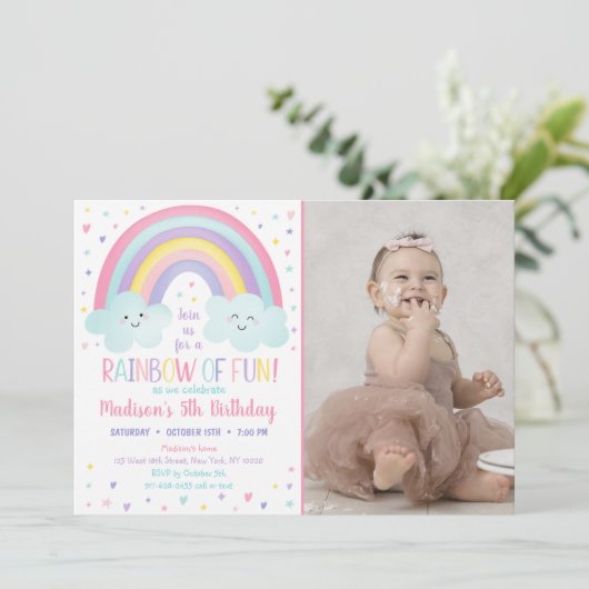 Stomme pastel regenboogwolken op zaterdag kaart (Staand voorkant)