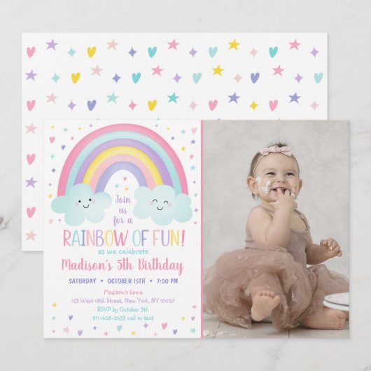 Stomme pastel regenboogwolken op zaterdag kaart (Voorkant / Achterkant)