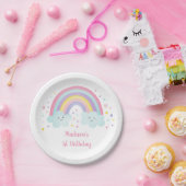 Stomme pastel regenboogwolken op zaterdag papieren bordje (Feest)