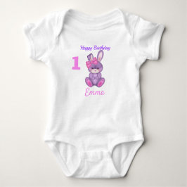 Stomme Pink Bunny Girls Birthday Name & Age Romper